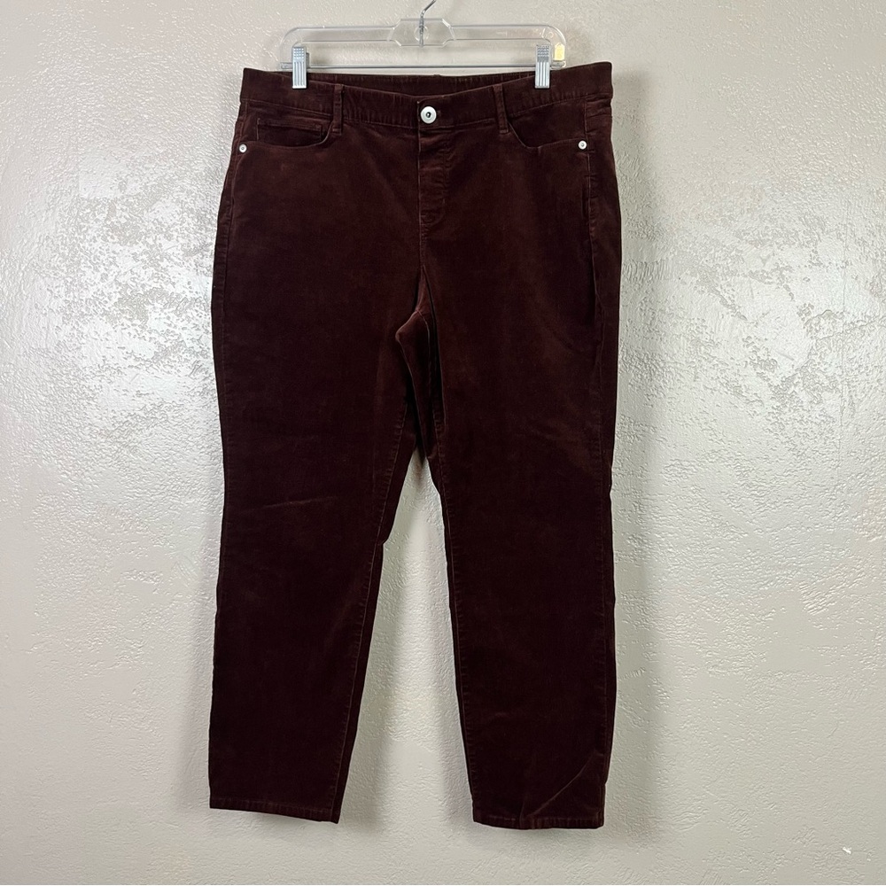 J. Jill Corduroy Pants Straight Leg Maroon Cotton Spandex Stretch Size L Petite